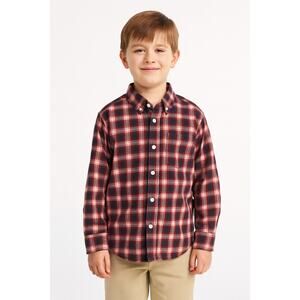 Excellent Old Navy Boys Checker Print Long Sleeve Button-Up Shirt Size 6/7